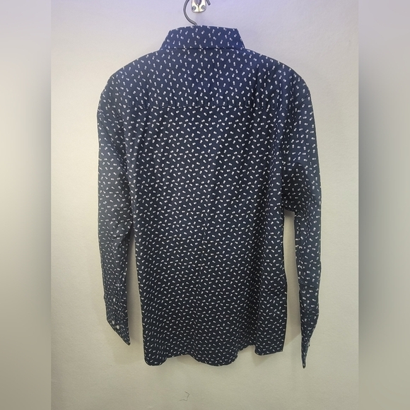 Julian & Mark Men's Size XL Ryan Geo Dot Print Long Sleeve Button Up Navy Shirt - Picture 5 of 13